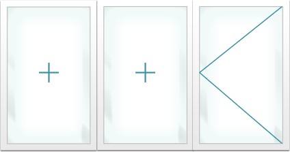 Трехстворчатые: глухое - глухое - поворотное