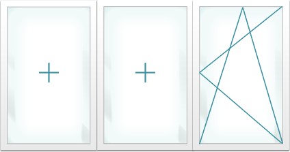 Трехстворчатые: глухое - глухое - поворотное-откидное