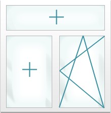 Двустворчатые с фрамугой: глухое - глухое - поворотное-откидное