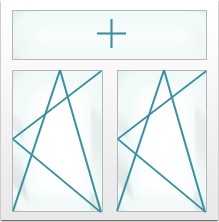 Двустворчатые с фрамугой: глухое - поворотное-откидное - поворотное-откидное